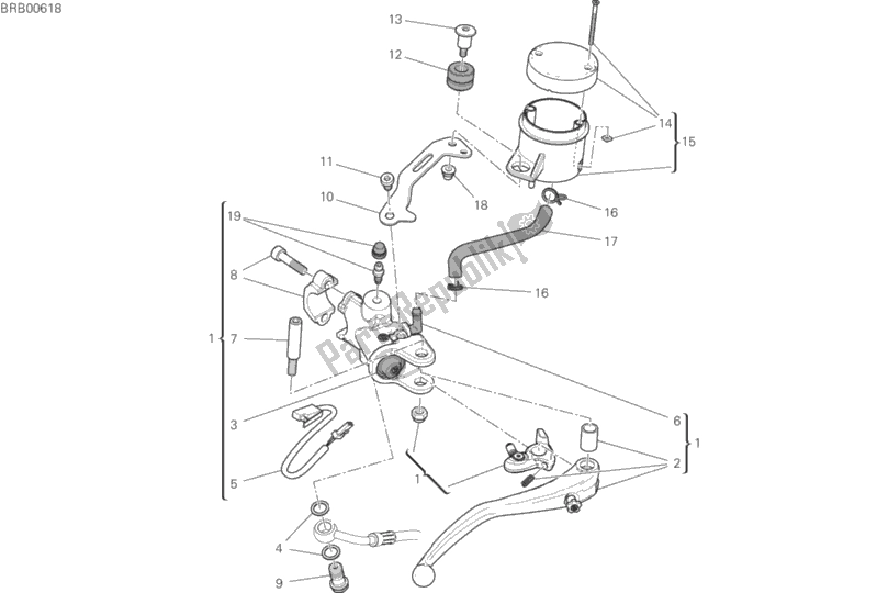 Todas as partes de Bomba De Freio Dianteiro do Ducati Superbike Panigale V4 S USA 1100 2019